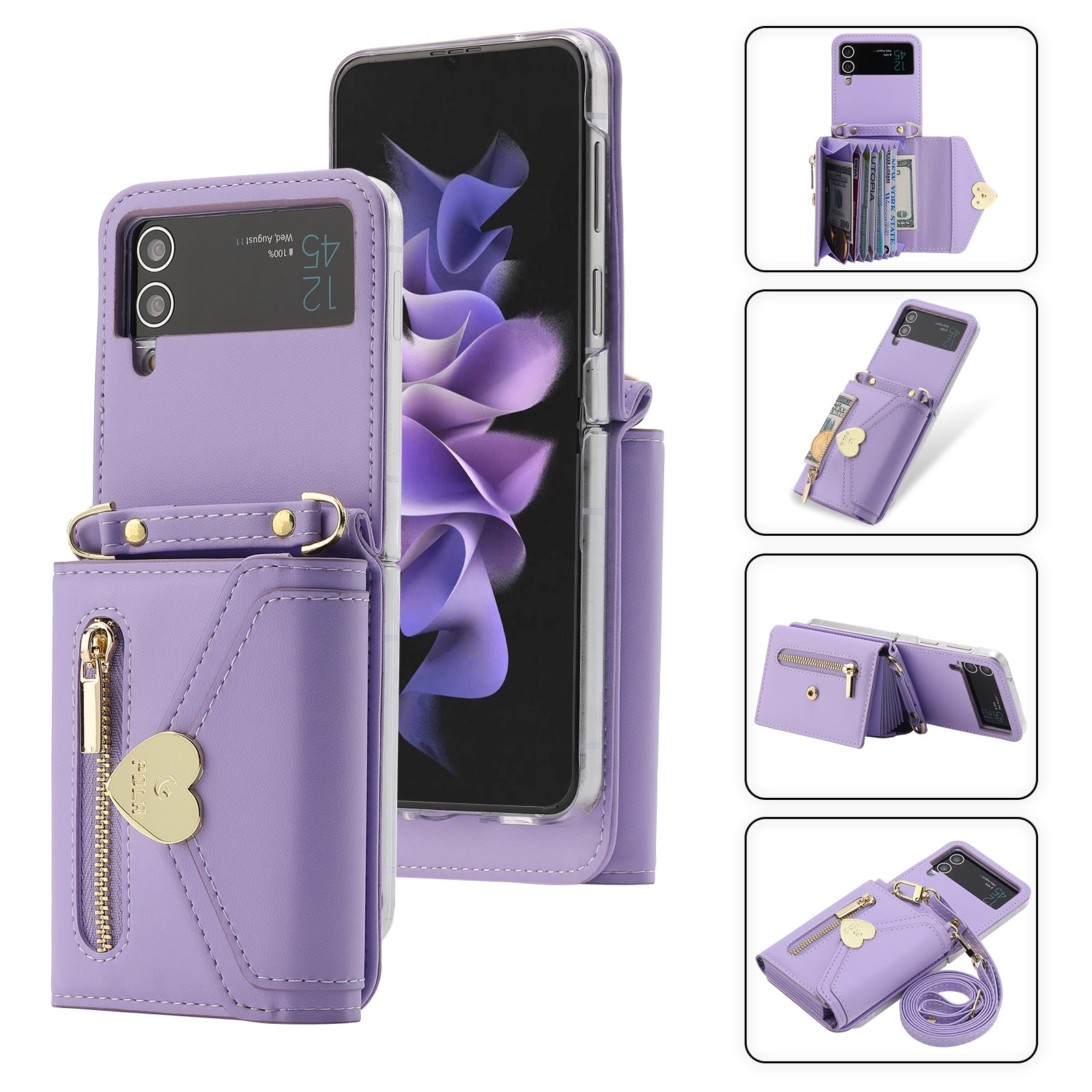 POLA For Samsung Galaxy Z Flip4 5G PU Leather Credit Holder Phone Case Wallet Kickstand Zipper Pocket Cover POLA For Samsung Galaxy Z Flip4 5G PU Leather Credit Holder Phone Case Wallet Kickstand Zipper Pocket Cover